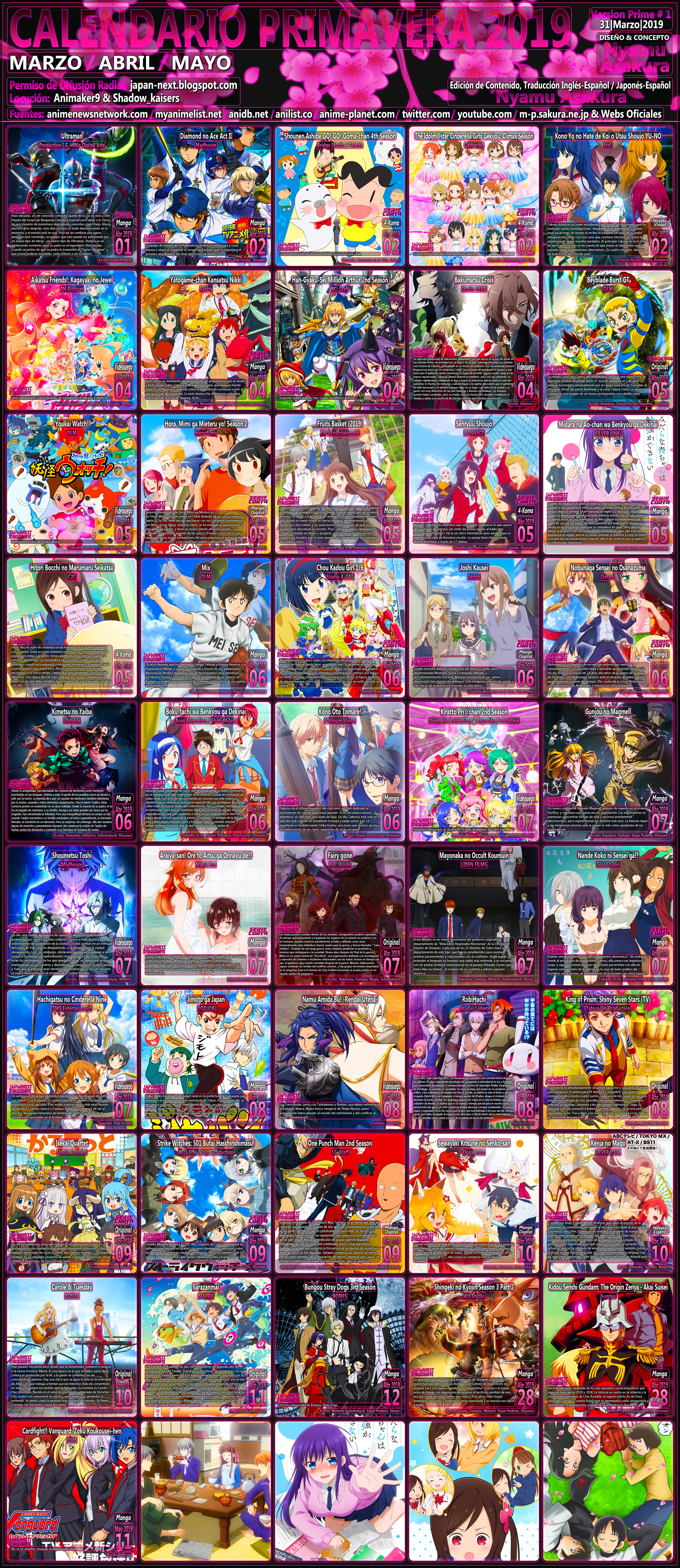 OtakuErrante] Calendario de Estrenos Anime Temporada Primavera